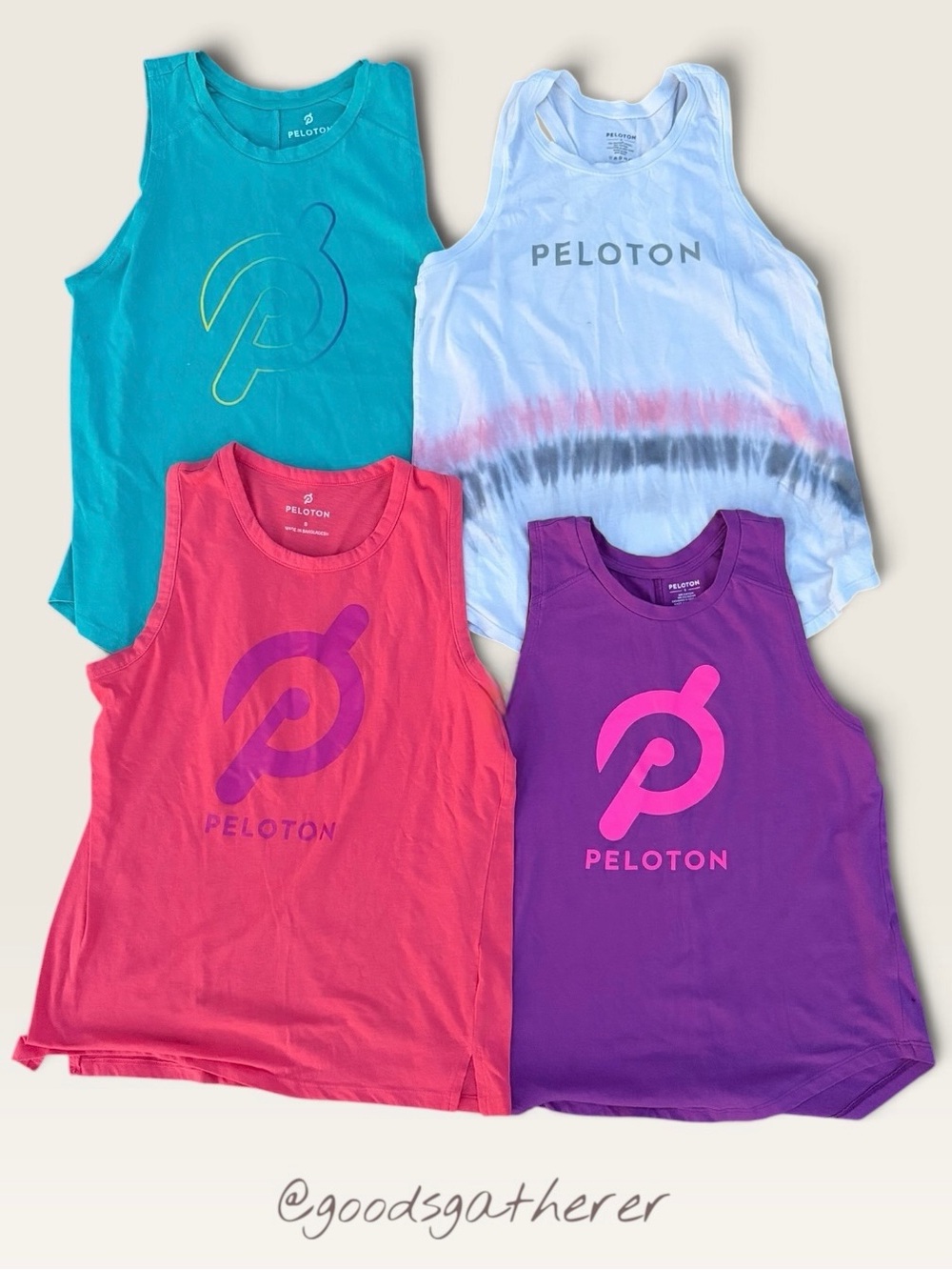 Peloton Tank Top Bundle Womens Small 4pc Logo Tie Dye Workout Athletic Tops